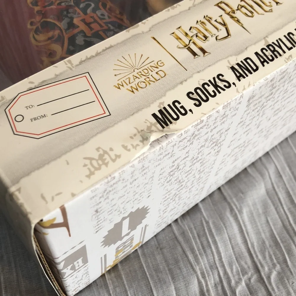 HARRY POTTER Hogwarts gift set ceramic mug pair socks acrylic door hanger NWT
